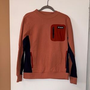 Columbia Rust Crewneck Sweater with Navy Panels